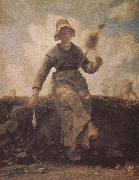 Jean Francois Millet The girl weave china oil painting reproduction